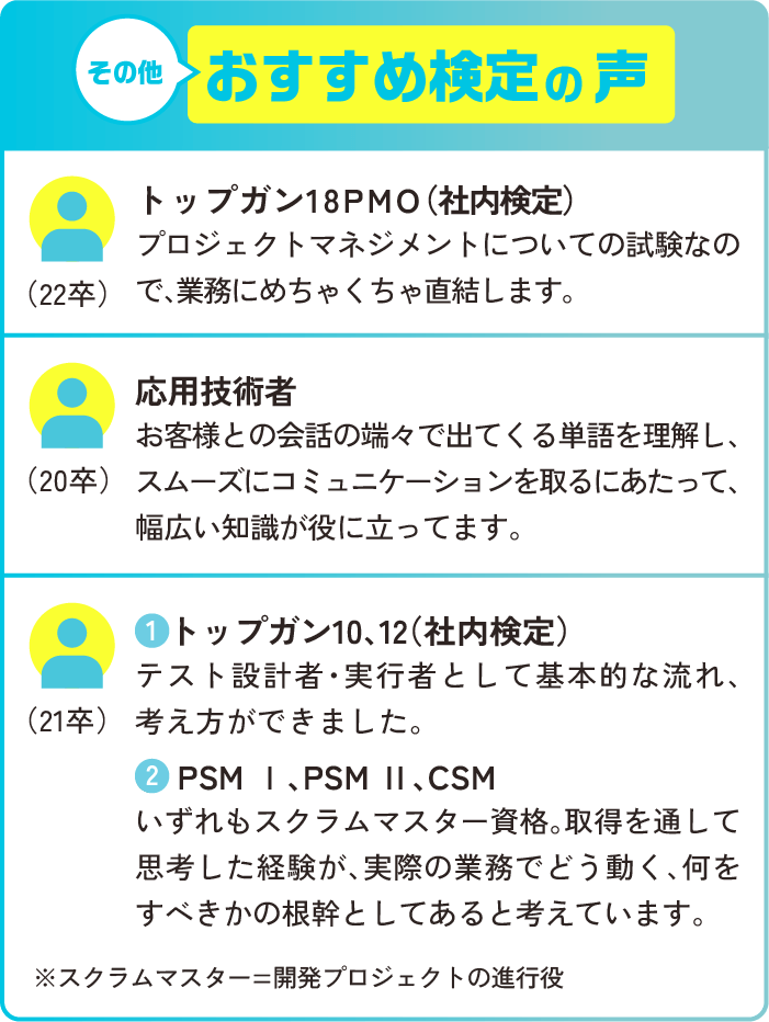 おすすめ検定の声