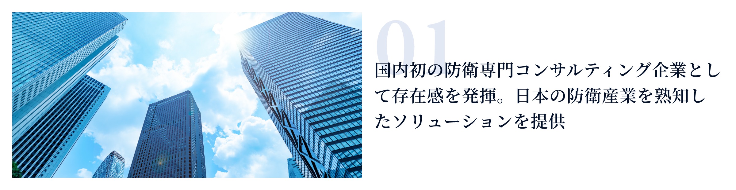 国内初の防衛専門コンサルティング企業として存在感を発揮。日本の防衛産業を熟知したソリューションを提供