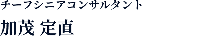 チーフシニアコンサルタント：加茂 定直