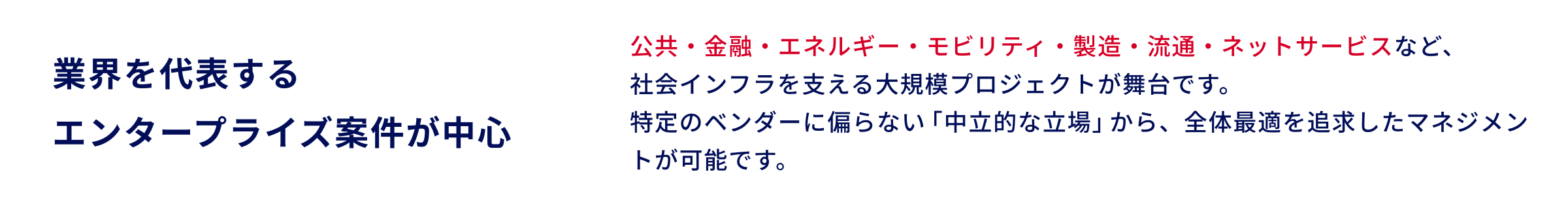 業界を代表するエンタープライズ案件が中心