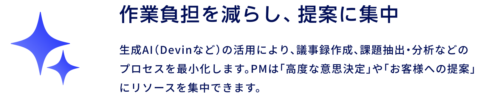 作業負担を減らし、提案に集中